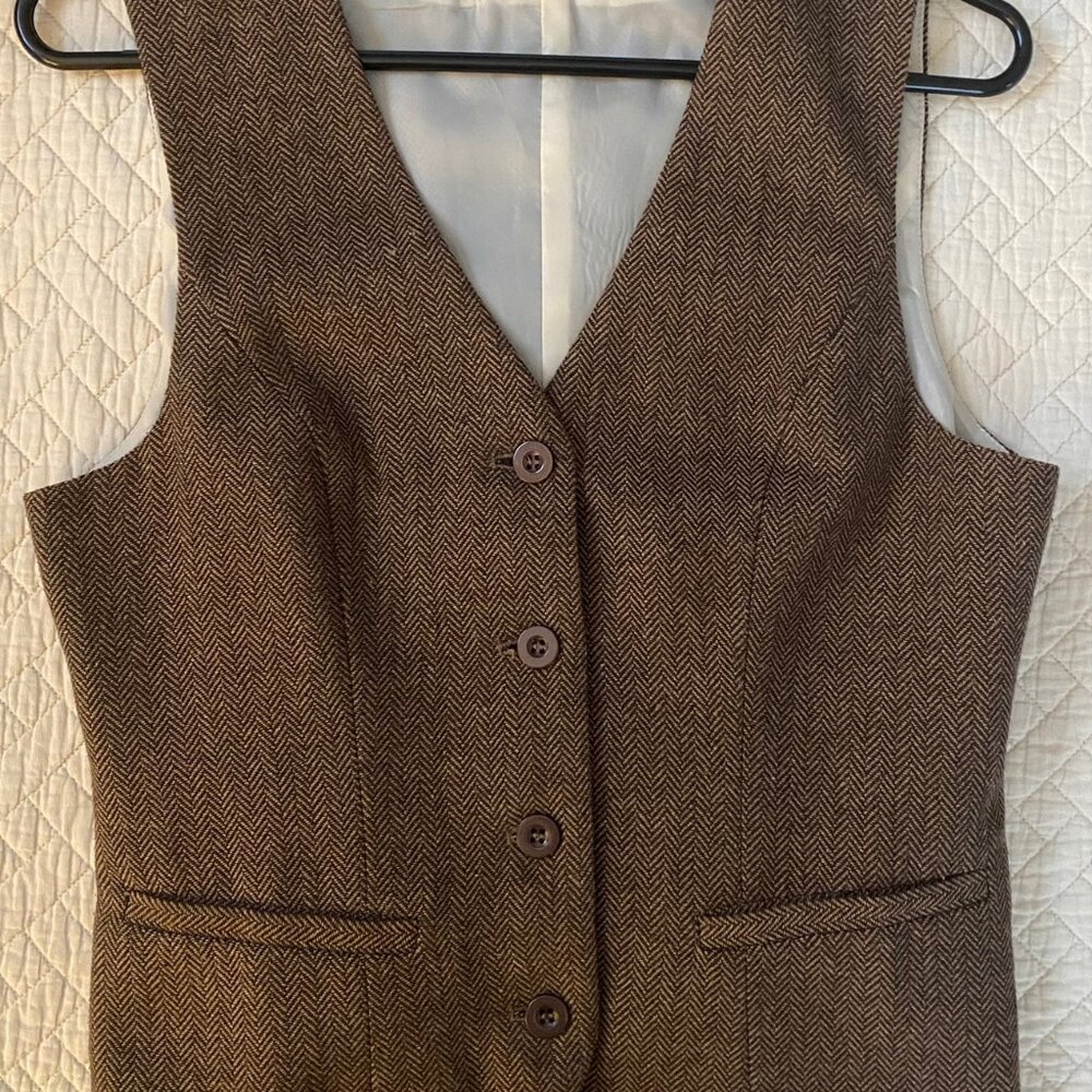 Tweed Vest, Women's Size Small, Brown/Tan